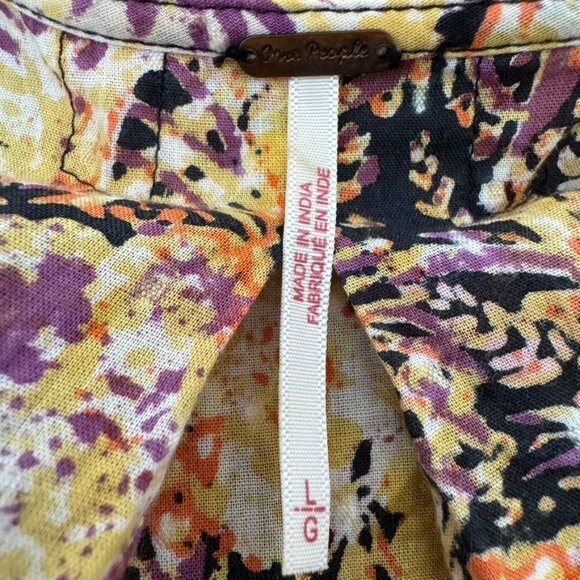 Free People Cool Meadow Floral Print True Wrap Puff Ballon Sleeve Peasant Blouse - Picture 7 of 10